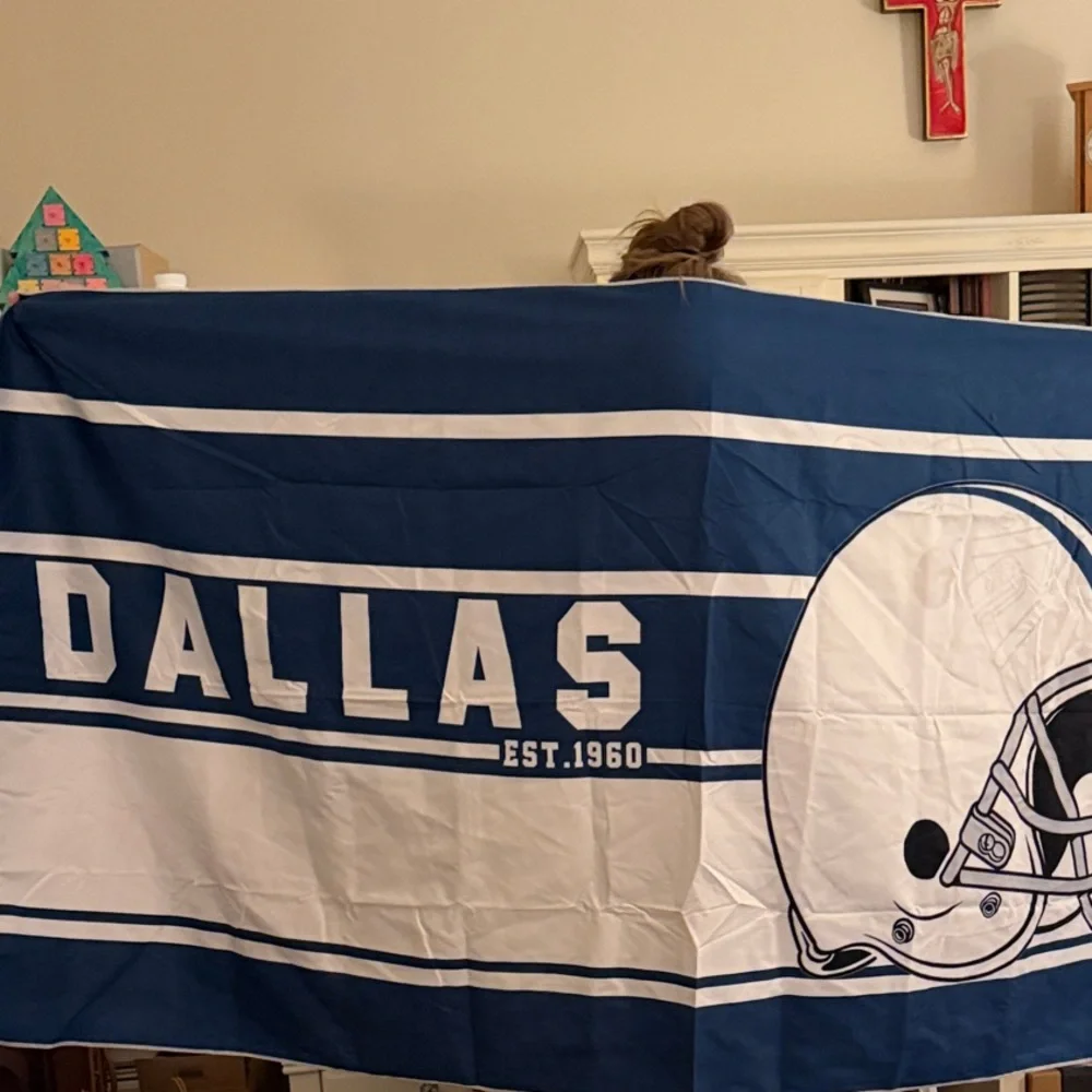 Dallas Blue and White Football Team Banner Flag